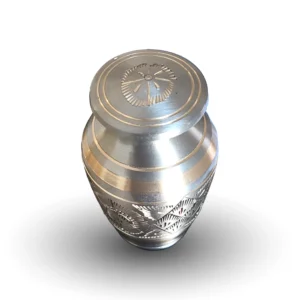 Classic gold oblique view of keepsake urn for ashes