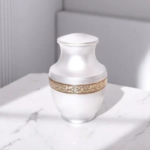 Grey cremation ashes urn made from brass