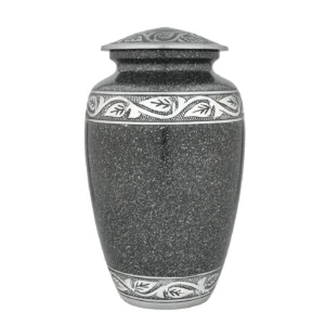 Eternal Laska Adult Cremation Urn in cream white, with its intricate hand-etched silver lid