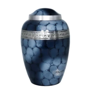 Celestia Azure Silver Blue Memorial Cremation Urn for Ashes