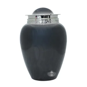 Elegant black urn with crown lid for human ashes