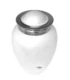 White cremation urn with silver trim – SoulHalo DoveMist memorial urn