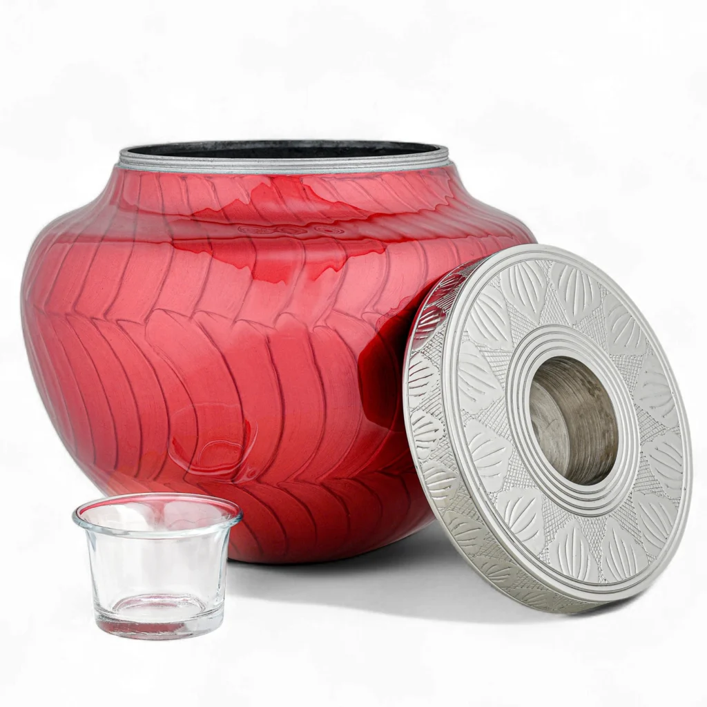 Ample Serenity Modern Red Candlelight Adult Cremation Urn for Human Ashes 4