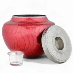 Ample Serenity Red Urn with Flame of Remembrance Adult Cremation Urn for Human Ashes