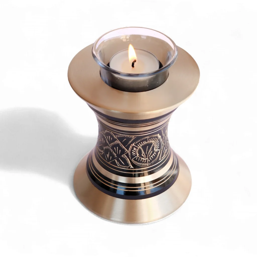 Elite Golden Aura Brass Tealight Candle Keepsake Urn
