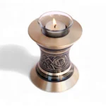 Elite Golden Aura Brass Tealight Candle Keepsake Urn – Radiant Memorial Holder
