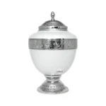 Whisper of Pearls Brass Cremation Urn – Elegant White Memorial