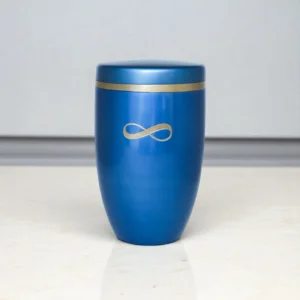 Aroha Infinity Blue Urn front view – adult memorial urn for human ashes