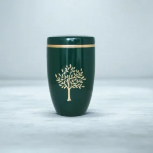 Aroha Tree of Life Green Cremation Urn – front view on white background