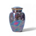 Crimson Paw Print Brass Pet Cremation Urn – Loving Animal Tribute