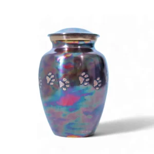 Crimson Paw Print Brass Pet Cremation Urn – Loving Animal Tribute