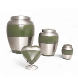 Luxa Sage Serenity Green Range of Urns Together with Size comparison
