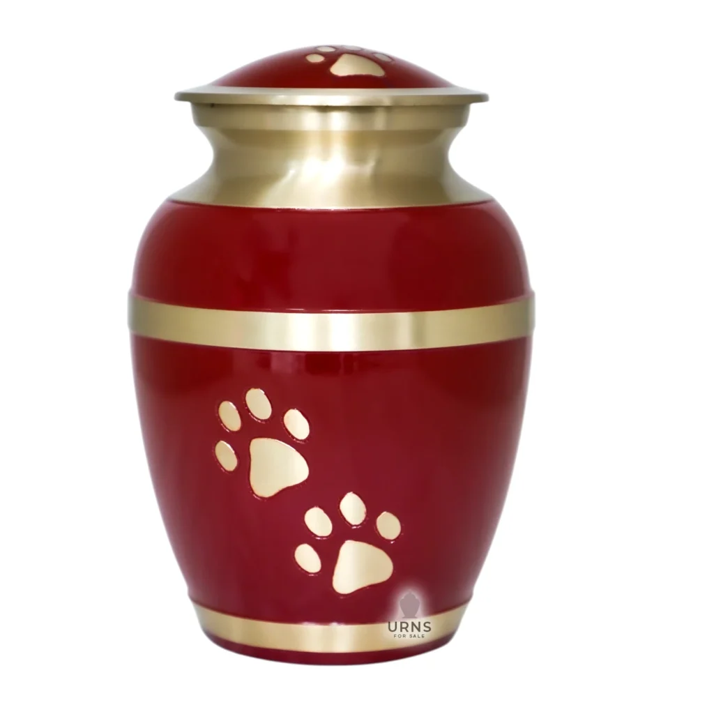 Mauve Paw Print Brass Pet Cremation Urn – Cherished Animal Tribute