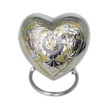 Ornate Floral Heart Brass Keepsake Urn – Elegant Memorial Ashes Holder