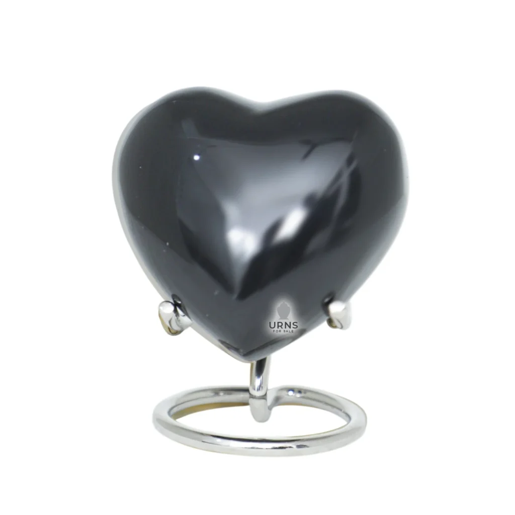 Satori Onyx Heart Brass Keepsake Urn – Elegant Dark Memorial