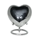 Black and Silver Heart Memorial Keepsake Urn