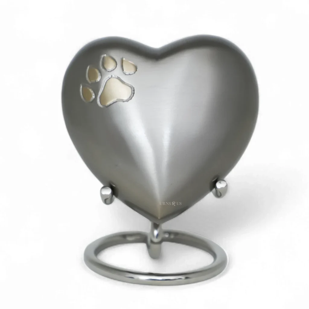 Timeless Brass Paw Heart Keepsake with Golden Finish – Loving Pet Ashes Holder