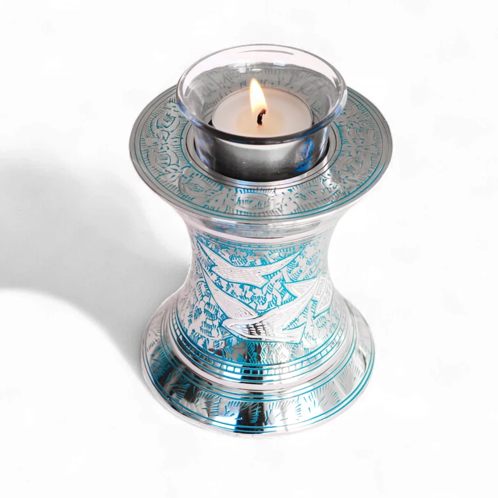 Wings of Eternity Brass Tealight Candle Cremation Ashes Keepsake Urn – Peaceful Tribute