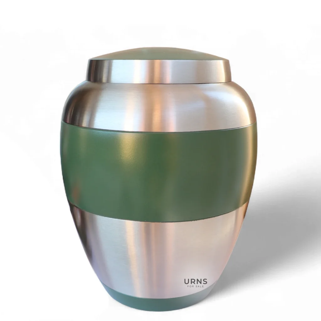 Sage Serenity Green Brass Premium Medium Size Cremation Urn – Elegant Memorial