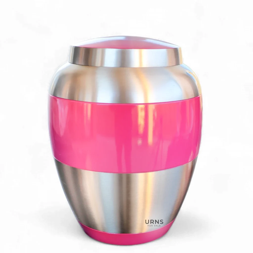 Sage Serenity Vibrant Pink Brass Large Adult Urn – Elegant Memorial