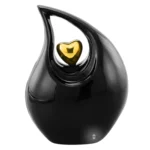 Timeless Heart Teardrop Cremation Urn for Human Ashes – Black