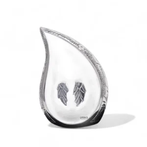 Angel Wing Teardrop Keepsake Urn | Silver Memorial Keepsake for Ashes