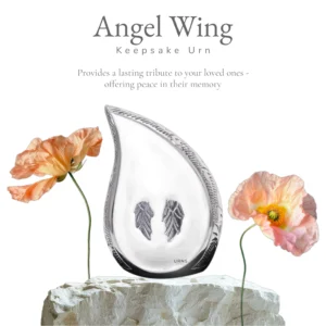 Teardrop Angel Wing Keepsake Urn for Ashes | Elegant Memorial for Loved Ones