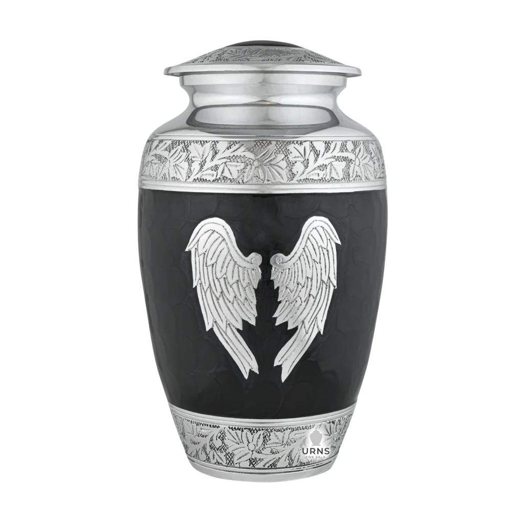 Midnight Wings Angel Urn Black
