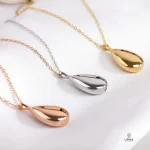 Minimalist Teardrop Urn Necklace for Ashes - Stainless Steel Memorial Keepsake (Silver, Gold & Rose Gold)