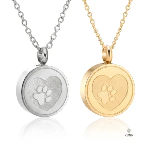 Tree of Life Heart Paw Print Urn Necklace for Ashes.