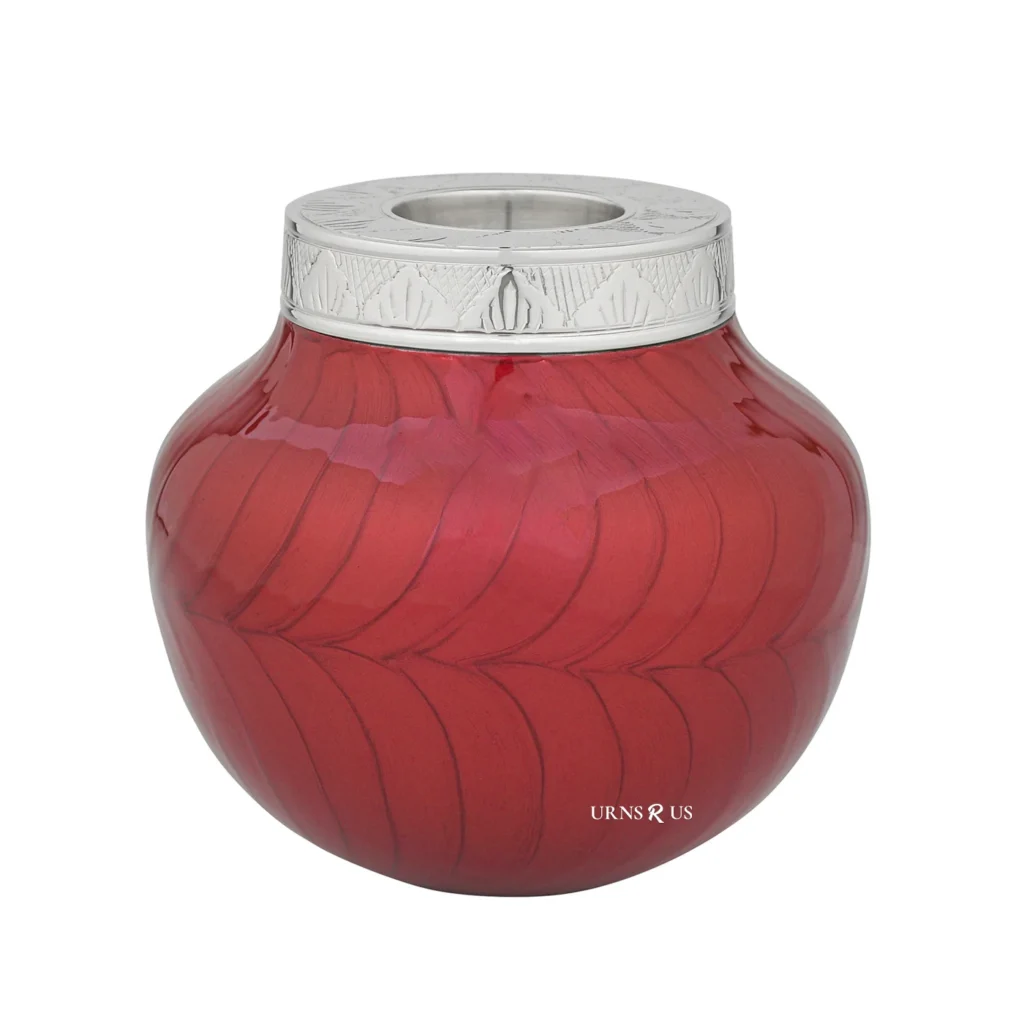 Eternal Love Red Candlelight Child Urn, a warm red urn for a child's ashes.