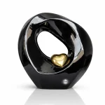 Endless Love Onyx & Gold Heart Infinity Urn for Ashes – Large Artistic Adult Urn