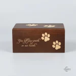 Wooden Urn for Pet Ashes – Paw Print Pet Memorial Box for Dogs & Cats – Decorative Wooden Pet Cremation Urn Keepsake