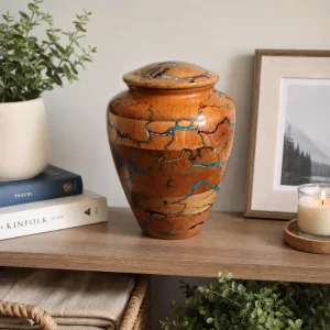 Azure Lightning Wooden Cremation urn Lifestyle