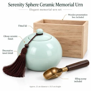 Serenity Sphere Ceramic Cremation Urn Infographic