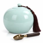 Serenity Sphere Ceramic Memorial Urn - Green Keepsake 900ml capacity