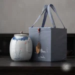 Zen Embrace Hand-Painted Lotus Urn - Large Ceramic Cremation Vessel (2000ml)