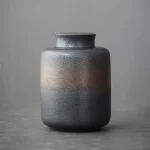 Handcrafted Stoneware Ceramic Keepsake Urn for Ashes - Medium 950ml, Dark Grey with Bronze Band