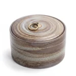 Vintage Japanese Style Ceramic Keepsake Urn for Ashes - 600ml Rustic Pottery Memorial Container