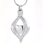 Crystal Teardrop Heart Urn Necklace for Ashes – Stainless Steel Memorial Cremation Keepsake Jewelry for Women