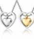 Eternal Embrace double heart ashes necklace in silver and gold stainless steel cremation jewellery