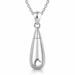 Love Within Silver Urn Necklace for Ashes – Heart Cut-Out Cremation Pendant