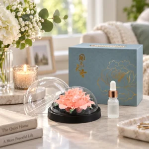 Memorial ceramic flower diffuser displayed as comforting remembrance home décor