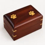 Premium Paw Inlay Wooden Pet Keepsake Urn – Memorial Box for Dog & Cat Ashes