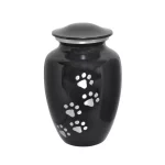 Black Pet Urn with Silver Paws for Dog Cat Cremation Ashes Cremains Memorial - Large Pet