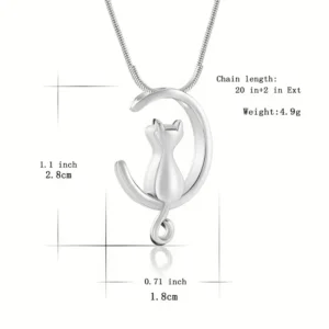 Cat on Moon Cremation Necklace - size guide