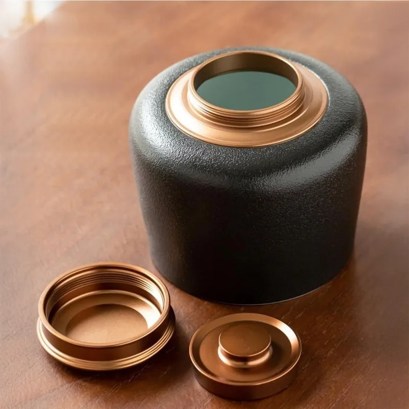 Modern Black Ceramic Cremation Urn Copper Lid Memorial Urns For Sale Modern Black Ceramic Cremation Urn Copper Lid Memorial Urns For Sale