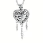 Crystal Heart Dreamcatcher Urn Pendant - Stainless Steel Memorial Jewellery