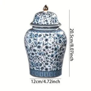 Dimensions of Ceramic Adult Cremation Urn - Blue & White Floral Ginger Jar (Australia)