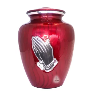 Elegant Red Praying Hands Cremation Urn for Adult Ashes